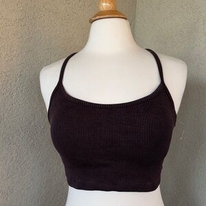 Yogalicious Stonewash Rib Seamless Bra in Brown